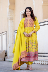 Ethnic Motifs Printed Sequinned Detailed Maxi Ethnic Dress With Dupatta Ethnic Motifs Printed Sequinned Detailed Maxi Ethnic Dress With Dupatta