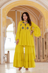Women's Rayon Kurta with Sharara and Dupatta Set Women's Rayon Kurta with Sharara and Dupatta Set
