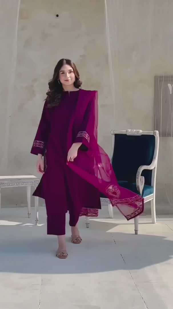 BEST SELLING - 3 PC EMBROIDERED DRESS