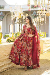 RED MALTI COLOR ANARKALI SUIT SET LW 123