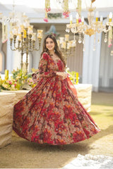 RED MALTI COLOR ANARKALI SUIT SET LW 123