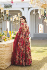 RED MALTI COLOR ANARKALI SUIT SET LW 123