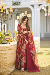 RED MALTI COLOR ANARKALI SUIT SET LW 123